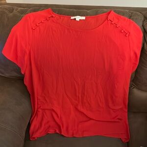 Loft Red Short Sleeve Blouse